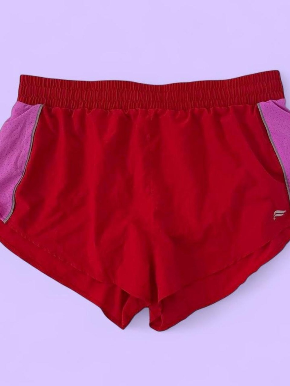 Fabletics Women’s Red Athletic Shorts with Pink Accent